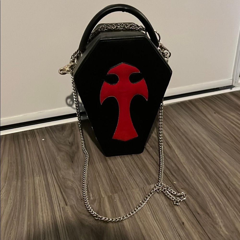 Red and Black Demonia Coffin Bag Purse